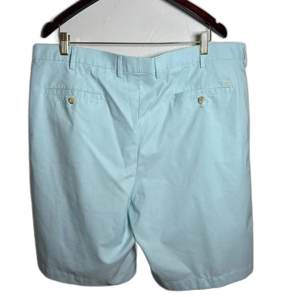 Peter Millar Crown Sport Shorts Teal Blue White Stripes Size 40 Golf Outdoor